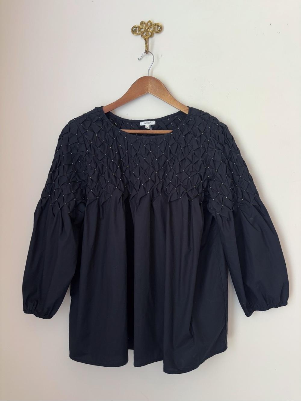Tyler Boe Black Quilted Poplin Top Medium